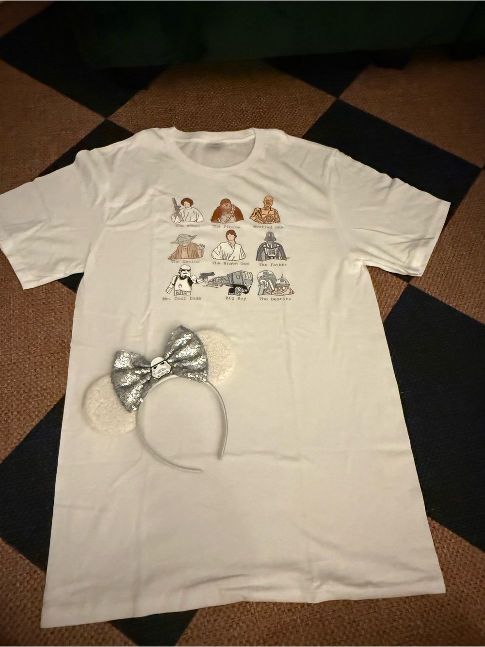 Star Wars White Graphic T-Shirt with Characters with Storm Trooper Ears